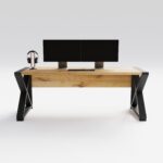 Biurko loft solid ze stali i drewna - obrazek 2