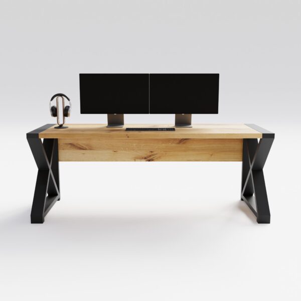 Biurko loft solid ze stali i drewna - obrazek 2