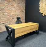 Biurko loft solid ze stali i drewna - obrazek 7
